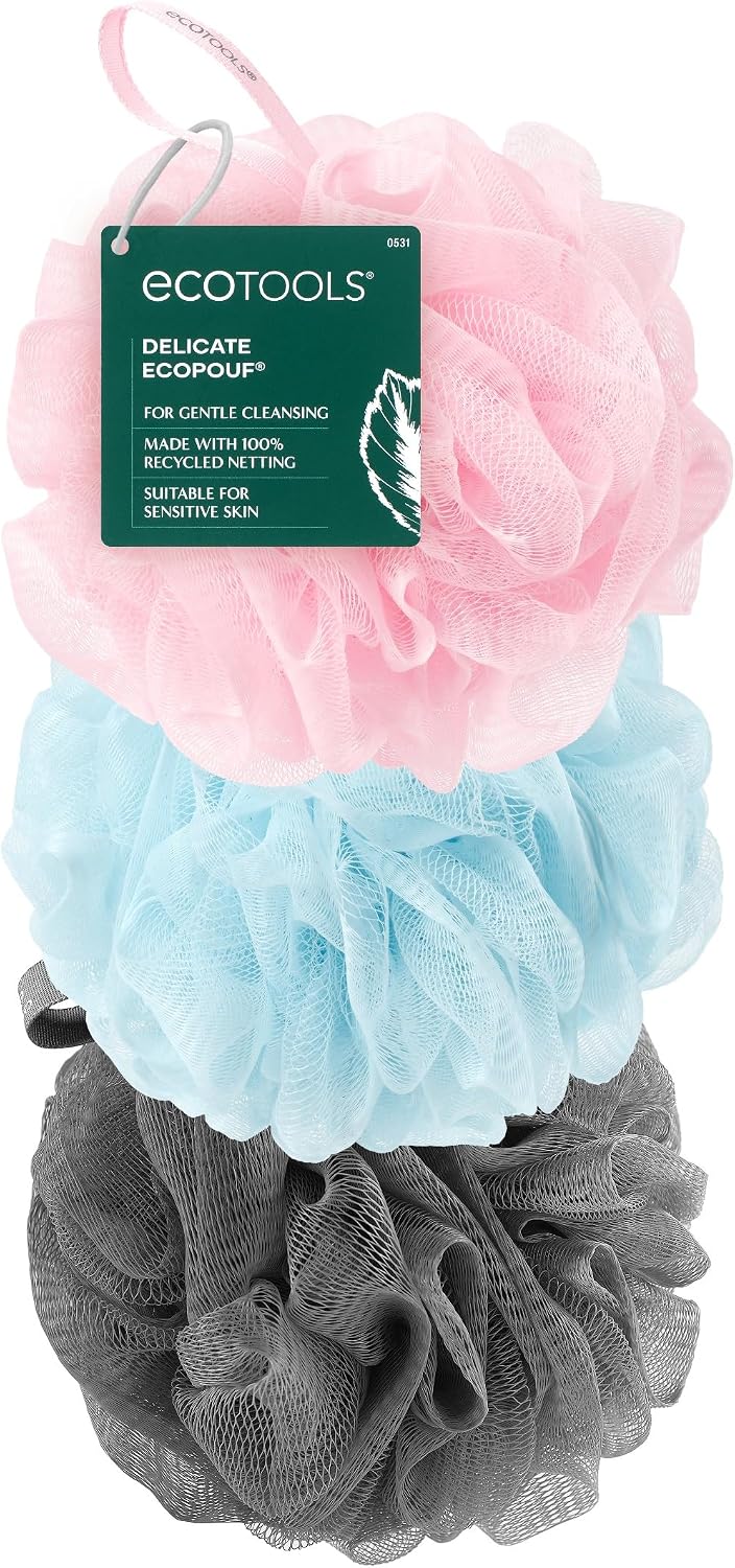 EcoTools EcoPouf 3 Pack Bath Sponge Set, Shower Poufs