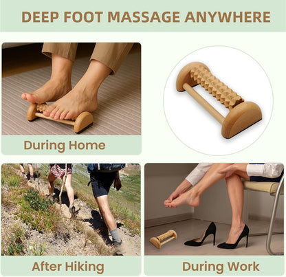 3Pcs Wooden Massage Tools, Massage Roller, Foot Roller for Plantar Fasciitis Relief, Roller for Muscles Deep Tissue Massage, Lymphatic Drainage Massager