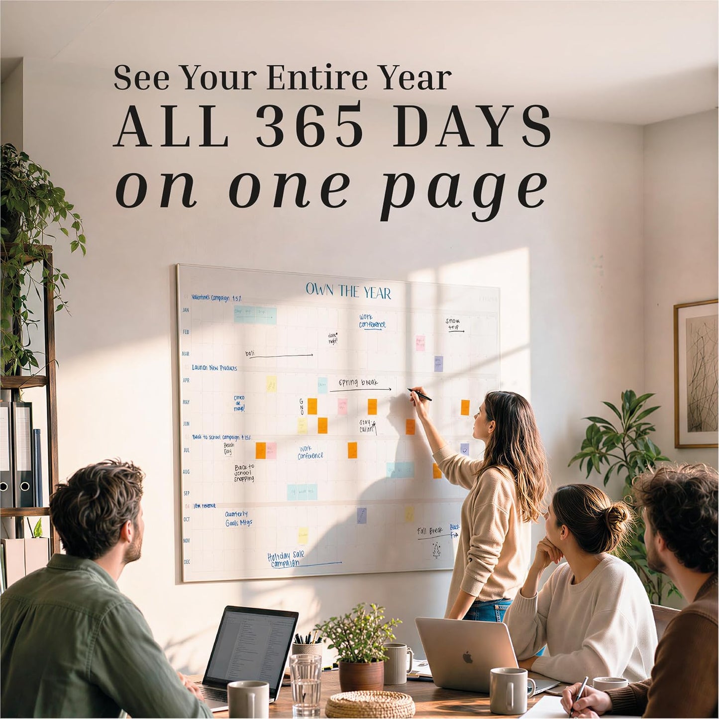 ETERNA GOODS Undated Giant Wall Calendar | 4ft x 3ft Full-Year Dry Erase Planner Start Anytime, Own The Year Jumbo Whiteboard Wall Calendar, Includes Markers, Stickers & Mounting Kit, for Home or Office