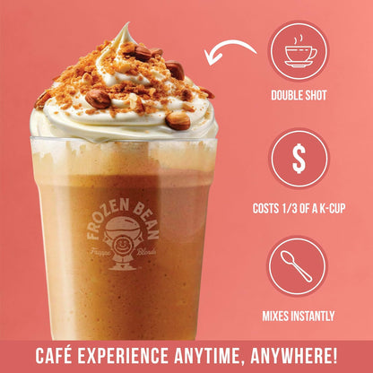 The Frozen Bean Vanilla Bean Frappe & Latte Instant Mix (10 Sticks), Made with Arabica Coffee, Double Shot Caffeine, Low Sugar & Premium Ingredients, Hot, Iced, or Blended Drinks
