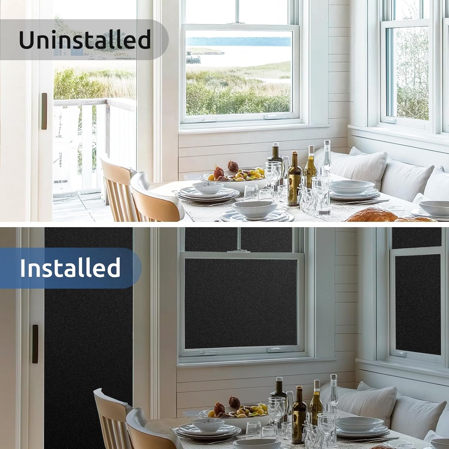 rabbitgoo Blackout Window Film Room Darkening Light Blocking 17.5" x 78.7" | Removable Static Cling without Glue, Tint & Privacy Film for Window Inside, Day & Night Sleep for Home Garage Bedroom House