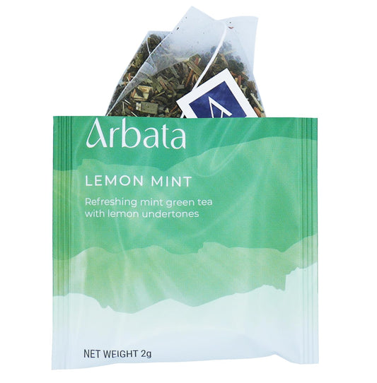 Arbata Lemon Mint Green Tea, 12 Pyramid Tea Bags – Artisanal Lightly Caffeinated Green Tea with Spearmint, Lemongrass & Lemon Verbena, Refreshing Citrus Mint Tea Sachets, Made in USA