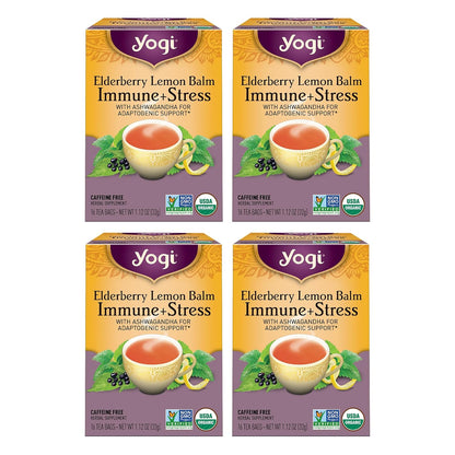 Yogi Elderberry Lemon Stress & Immune Support Tea, 16 Tea Bags (4 Pack)