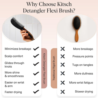 Kitsch Hair Brush Detangler – Flexi Flow Hair Brush for Women, Men & Kids | Detangling Brushes for Curly Hair with Bendable Frame, Bounce Curl Defining Brush for Wet or Dry Strands - Soft Violet