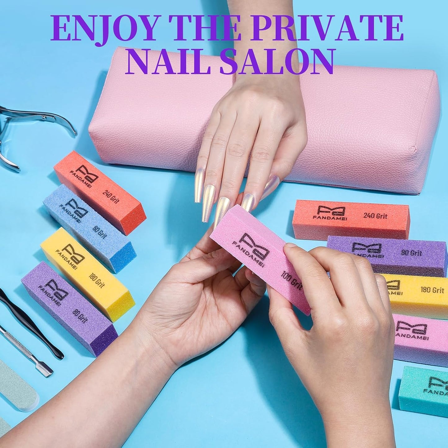 FANDAMEI Nail Buffer and Shine Kit, Nail Care Kit, 10 PCS Nail Buffer Block, Nail Buffer Kit, Nail Buffers, Nail Buffing Block, Nail Tools, Nail Kit, Manicure Tools, Buffer Nail File