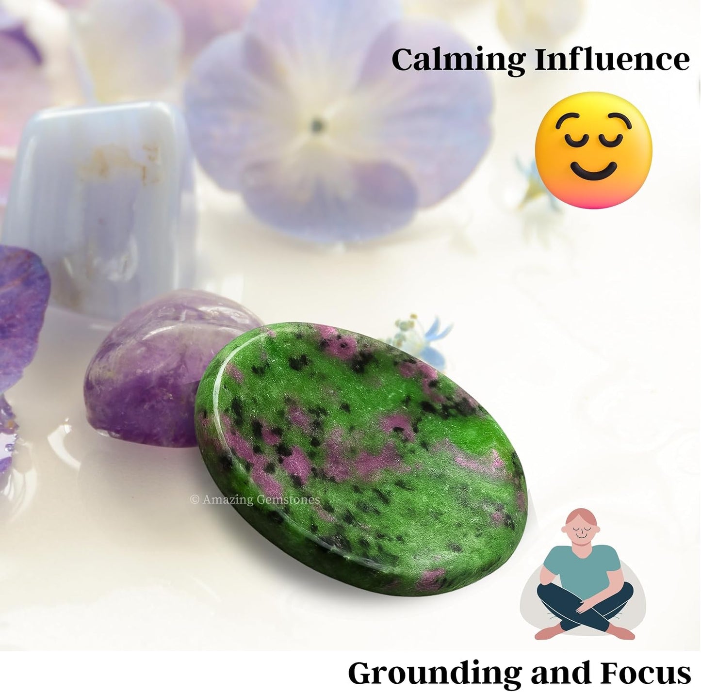 Amazing Gemstone Labradorite Thumb Worry Stone, Anxiety Stone, Healing Crystals - Piedra Crystal Fidget for Gift, Meditation, Calming, Relaxation, Stress Relief - Colors A