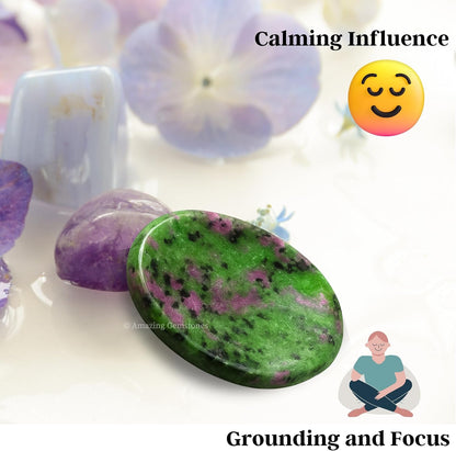 Amazing Gemstone Labradorite Thumb Worry Stone, Anxiety Stone, Healing Crystals - Piedra Crystal Fidget for Gift, Meditation, Calming, Relaxation, Stress Relief - Colors A