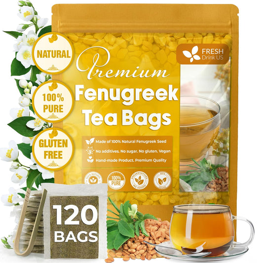 FreshDrinkUS, Premium Fenugreek Tea Bag, 120 Count, Pure, Caffeine Free