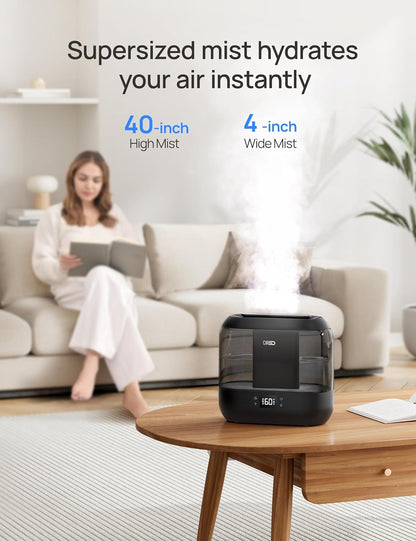DREO 4L Smart Cool Mist Humidifiers for Bedroom HM311S Black | Top Fill, Quiet Sleep 28 dB, 36H Runtime for large room, Touch/APP/Voice Control, Nightlight, ideal for Baby, Plants, Nursery
