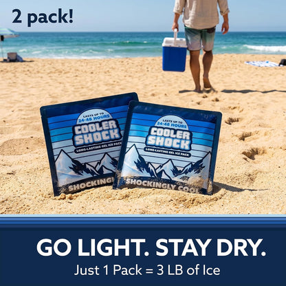 Cooler Shock Reusable Ice Packs for Cooler - Long Lasting Cold Freezer Packs for Coolers and Lunch Boxes - Cooler Ice Packs for Camping Gear, Fishing, Road Trips, Beach Must Haves