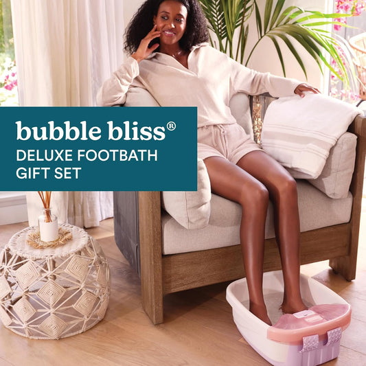 HoMedics Bubble Bliss Deluxe Foot Spa with Heat Massaging Arch, 3 Acupressure Attachments, Splash Guard, Raised Nodes Creates Bubbles, Improves Circulation, Soothe Tired Muscles