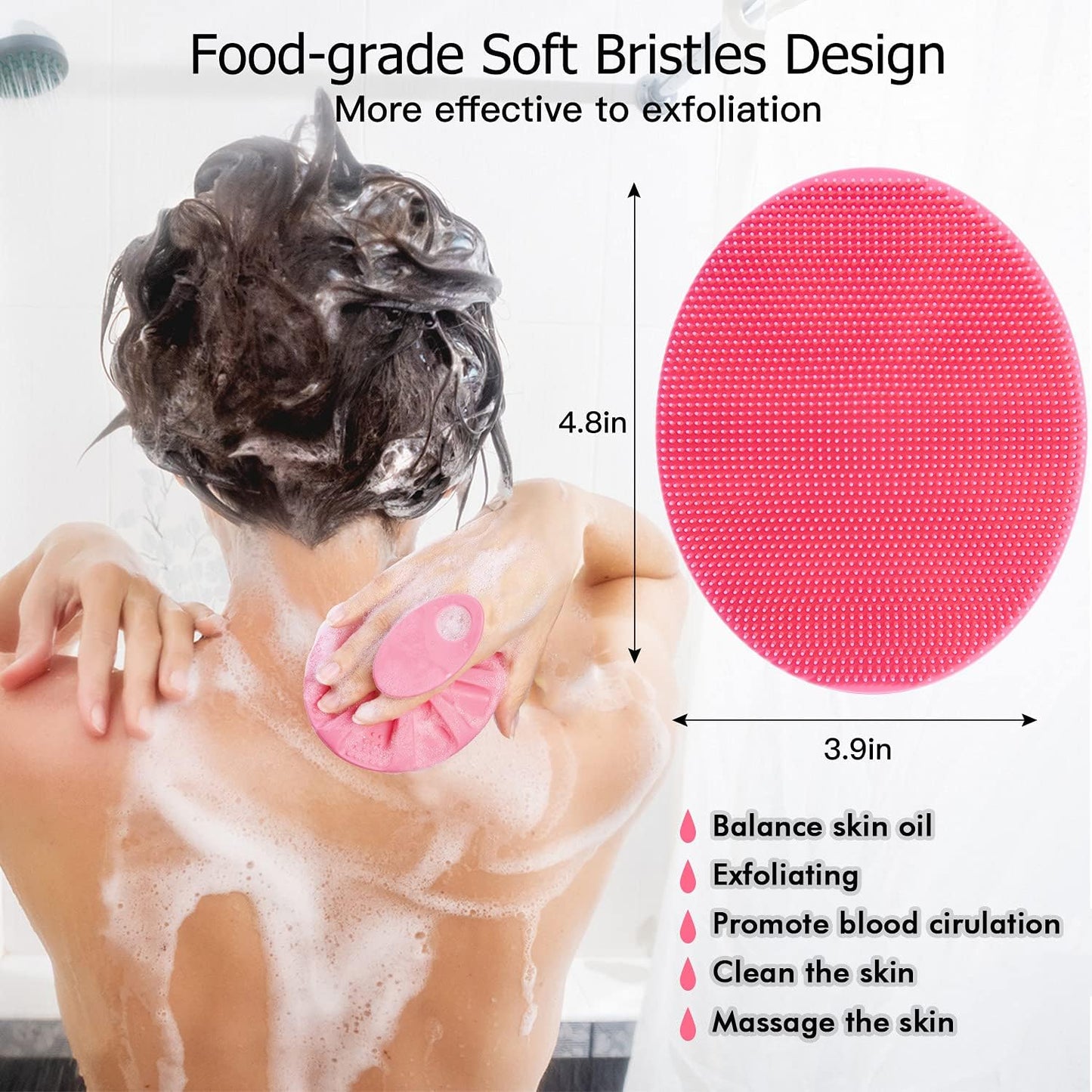 INNERNEED Soft Silicone Body Cleansing Brush Shower Scrubber, Gentle Exfoliating and Massage for All Kinds of Skin (Dark Green)