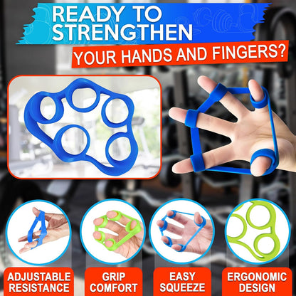 6Pcs Finger Extension Bands - Finger Stretcher Exerciser Silicone Grip Strengthener, 3 Resistance Levels, Ergonomic Hand Exerciser with Shape-Retention, Tear-Resistant Comfort Grip for Hand Recovery