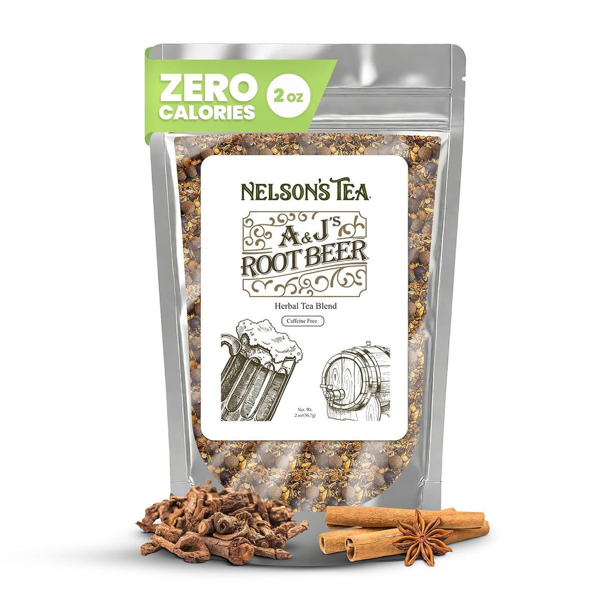 Nelson's Tea AandJ's Root Beer Sarsaparilla Loose Leaf Harmonious Tea, 2 oz