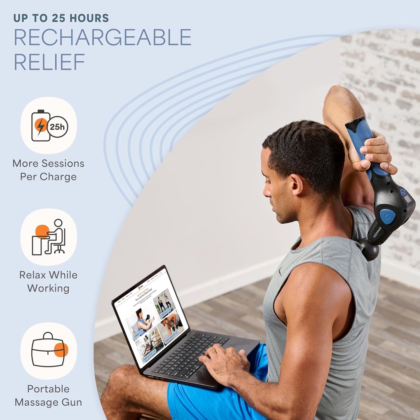 LifePro Mini Massage Gun — DynaMini Portable & Travel Deep Tissue Massage Gun with USB-C & Carrying Case — Quiet Handheld, 4 Attachments & Rechargeable