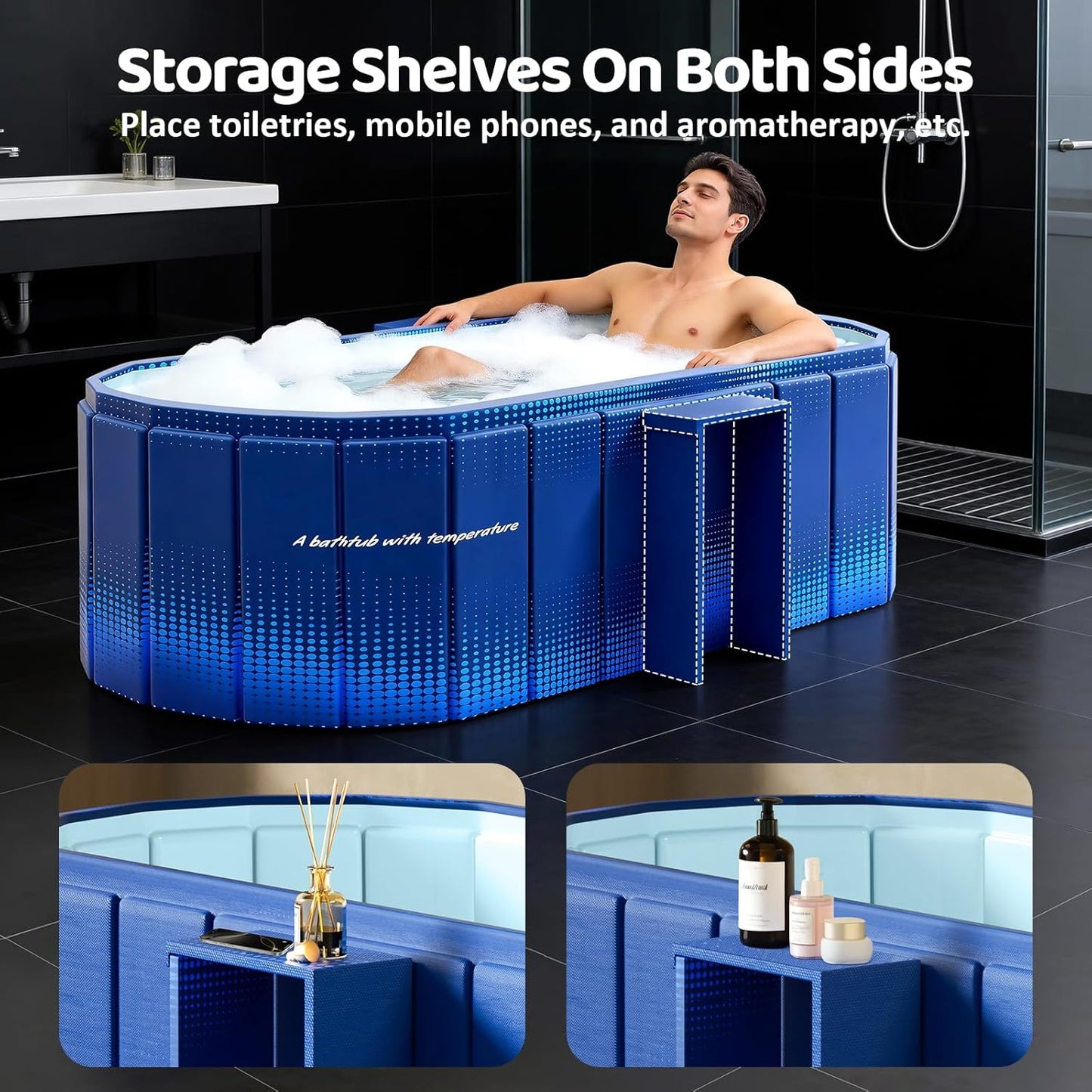 Expandable Bathtub Tray, Foldable Bath Tray for Tub, Acrylic Bath Table Trays Storage Rack, Bath Tub Tray for Bathtub & Bathroom Accessories (Transparent Bathtub Tray, 22"L x 7.8"W x 1.7"H)