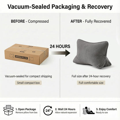 Pat. Pend. Corduroy Lumbar Support Back Pillow for Watching TV, Reading & Gaming, Ergonomic Triangle Support Cushion for Sofa, Armchair & Bed Sitting, Removable Washable Cover, Beige Gray