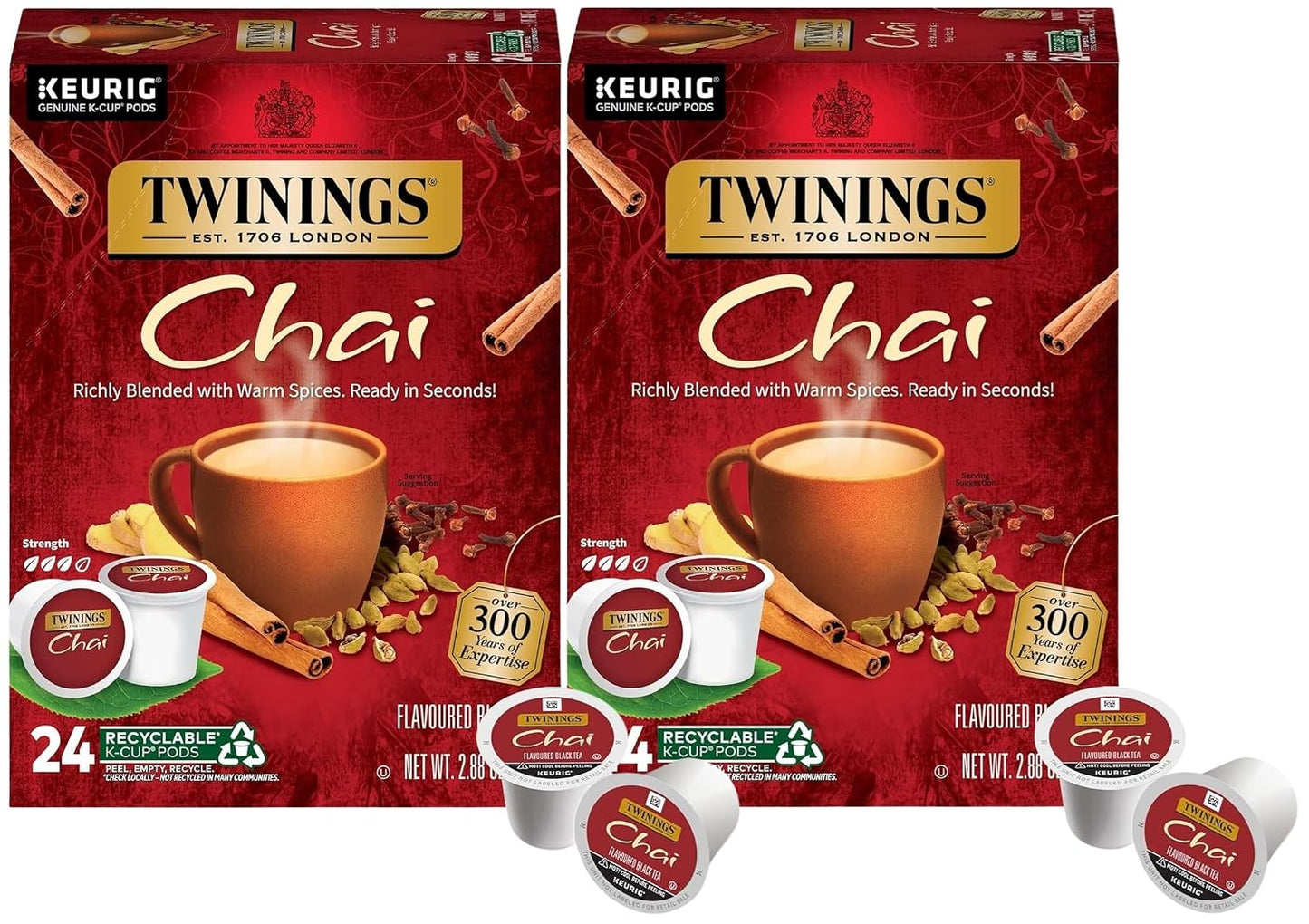 Twinings Pure Peppermint Herbal Tea K-Cup Pods for Keurig, 24 Count (Pack of 1), Made with 100% Pure Peppermint, Naturally Caffeine-Free, Enjoy Hot or Iced