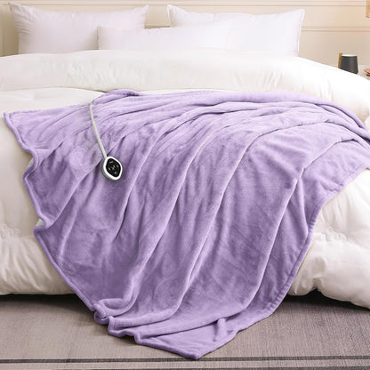 HOMLYNS LuxeHeat Heated Blanket Electric Blanket, Soft Flannel Sherpa Heated Throw, Heating Blanket with 5 Heat Settings, 3 hrs Timer Auto Shut Off (50x60 inches, Purple), Only for 120V Voltage Use