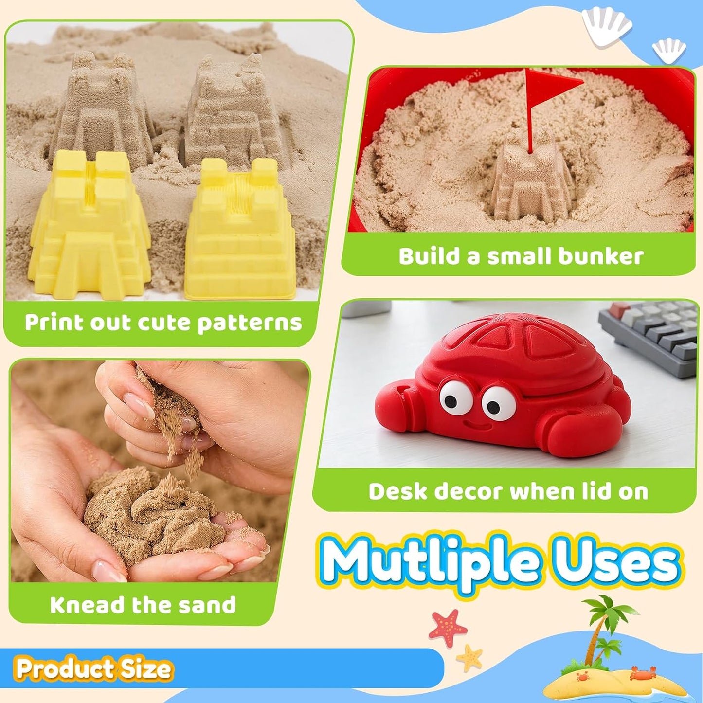 7.1 in Desktop Turtle Sandbox with Lid -17Pcs MINI Desk Zen Garden Kit with Varied Molds, Tools & Sand, Mini Zen Garden for Desk, Stress Relief Desk Toys Gifts for Office for Adults (Turtle)