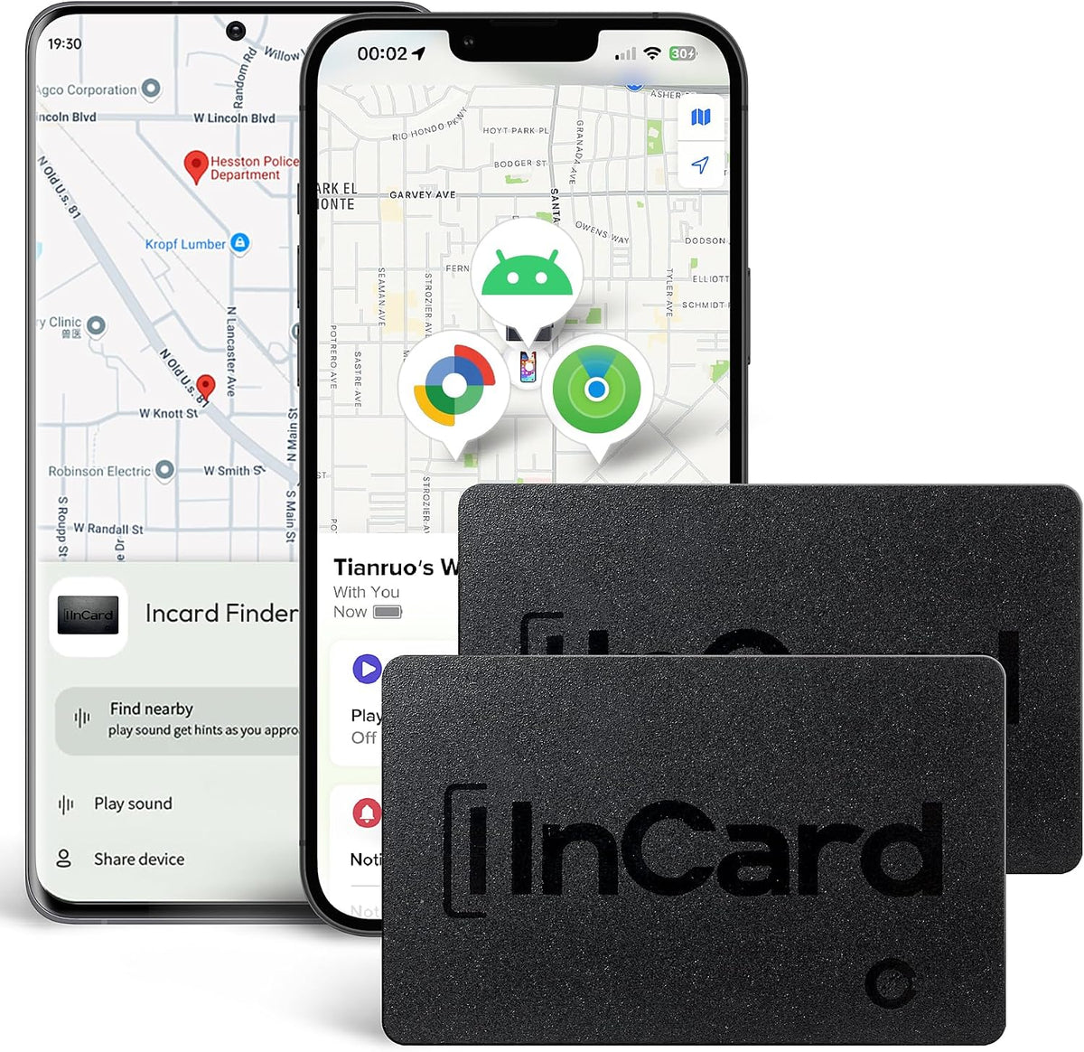 Incard Wallet Tracker Card,Certified by Apple Find My & Goole’s Find Hub Bluetooth Tracker, 1.7mm Wallet Finder, IP68 Waterproof Smart Card,5 Years Battery Life Item Finder for Passport-1PCS