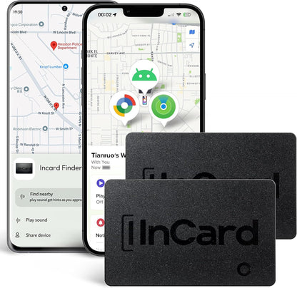 Incard Wallet Tracker Card,Certified by Apple Find My & Goole’s Find Hub Bluetooth Tracker, 1.7mm Wallet Finder, IP68 Waterproof Smart Card,5 Years Battery Life Item Finder for Passport-1PCS