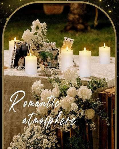 VIHOSE 12 Pack White Flameless Candles Set with Remote and Timer Flickering Flameless Battery Candles Flat Top LED Pillar for Wedding Outdoor Home Festival Decoration(D 3'' H 4'' 5'' 6'')