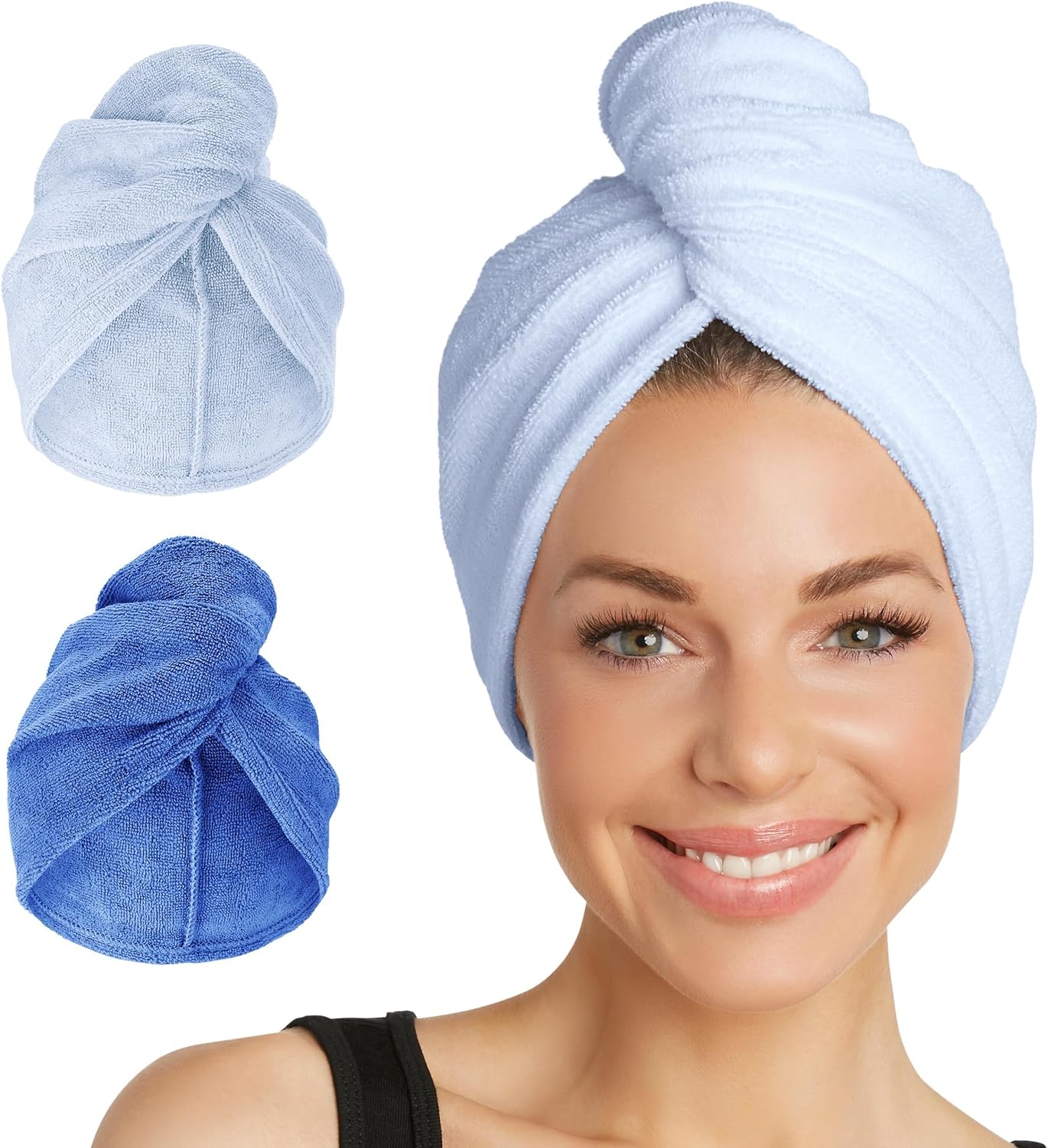 Turbie Twist 2-Pack Microfiber Hair Towel for Beauty, Travel, Gifting - Hair Wrap Turban for Straight, Wavy & Curly Hair - Premium Personal Care - Dark Purple & Light Purple