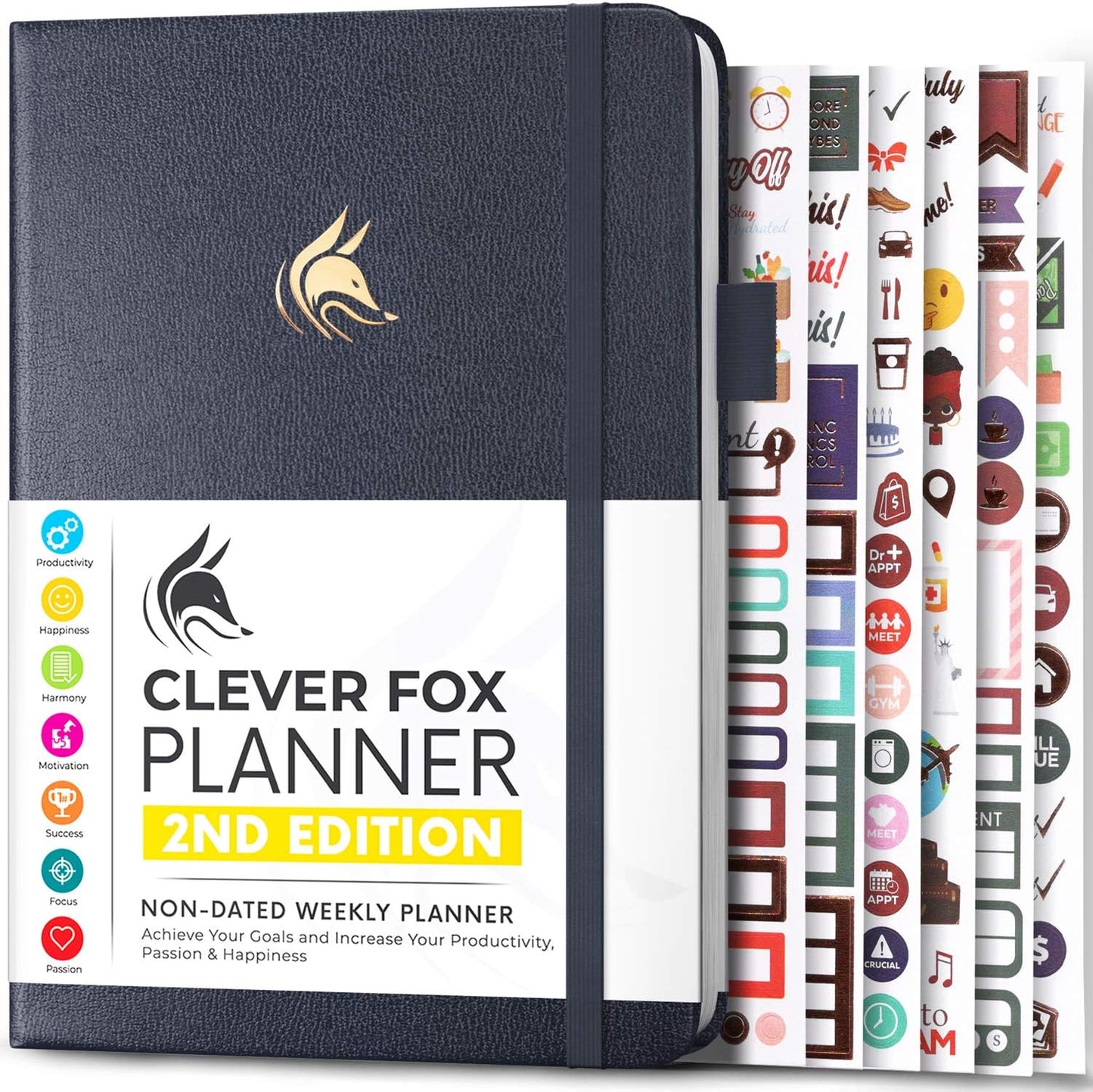 Clever Fox Planner 2nd Edition – Colorful Weekly & Monthly Goal Planner, Time Management & Productivity Organizer, Undated, A5 (Dark Teal)