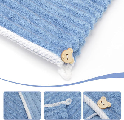 Microfiber Hair Towel Wrap for Women, Soft Lightweight Quick Dry Turban, Drying Hair Towels for Women, Hair Drying Towel for Curly & Long Hair - Yellowish-white (Note: This model is ultra-slim.)