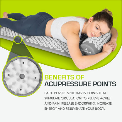 ProsourceFit Acupressure Mat and Pillow Set for Back/Neck Pain Relief and Muscle Relaxation