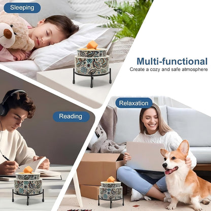 NAFANG Blue & White Porcelain Pattern Wax Melt Warmer,Ceramic 3-in-1 Electric Candle Wax Warmer for Scented Wax Melter Oil Burner for Home Office Bedroom Gift & Decor (with KD Iron Shelf)