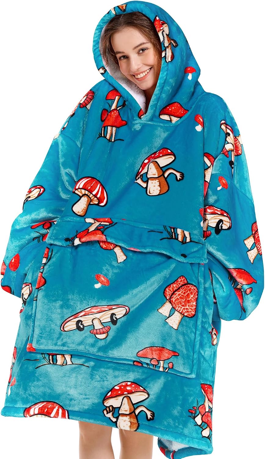 Narecte Cozy Oversized Blanket Hoodie Wearable Blanket Adults Soft Hooded Blanket Hoodie Birthday Gifts for Women Christmas - Colors B