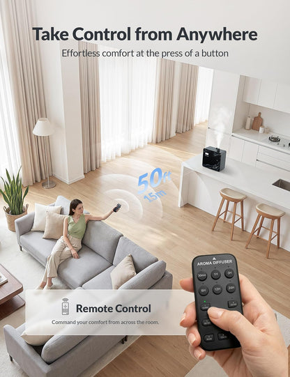 2025 Upgraded 3500 Sq.Ft Smart Scent Diffuser - HVAC System, Whole House Aroma & Hotel Collection Diffuser, Waterless Essential Oil Diffuser for Home Large Room, Cold Air Tech, 600mL (Black)