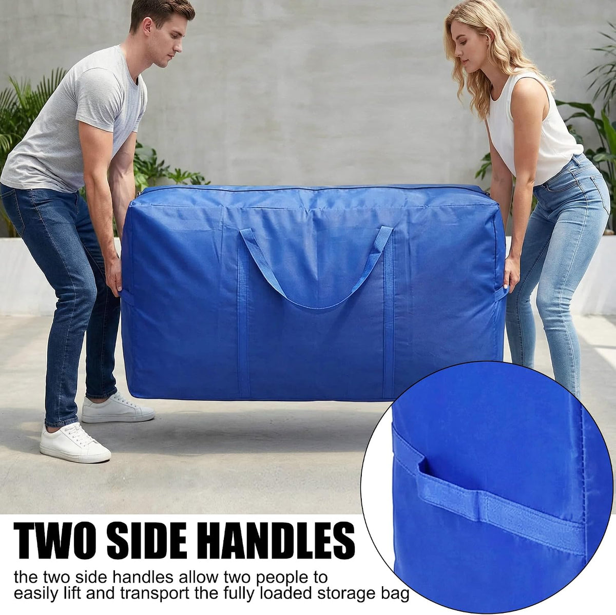 66 Gallon Extra Large Storage Bags, XXL Moving Bags with Zippers & Side Handles, Jumbo Big Storage Totes for Moving & Space-Saving Organization (Black, 66 Gallon)