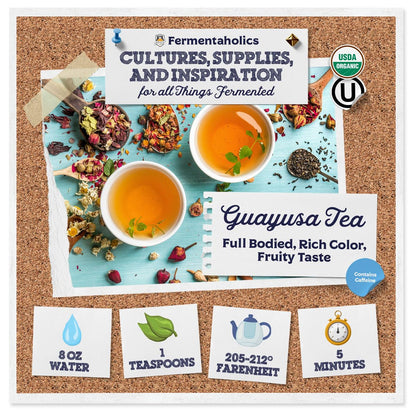 Fermentaholics Guayusa Tea – 4 oz – USDA Certified Organic Loose Leaf – OU Kosher – Energizing Tea for Kombucha Brewing, Hot or iced tea