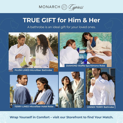 Monarch Square Waffle Spa Kimono Robe for Men or Women