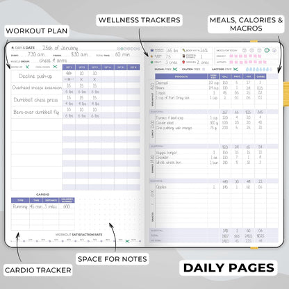 Clever Fox Fitness & Food Journal – Nutrition & Workout Planner for Women & Men – Diet & Gym Exercise Log Book with Calendars, Diet & Training Trackers - Undated, A5 Size, Hardcover (Forest Green)