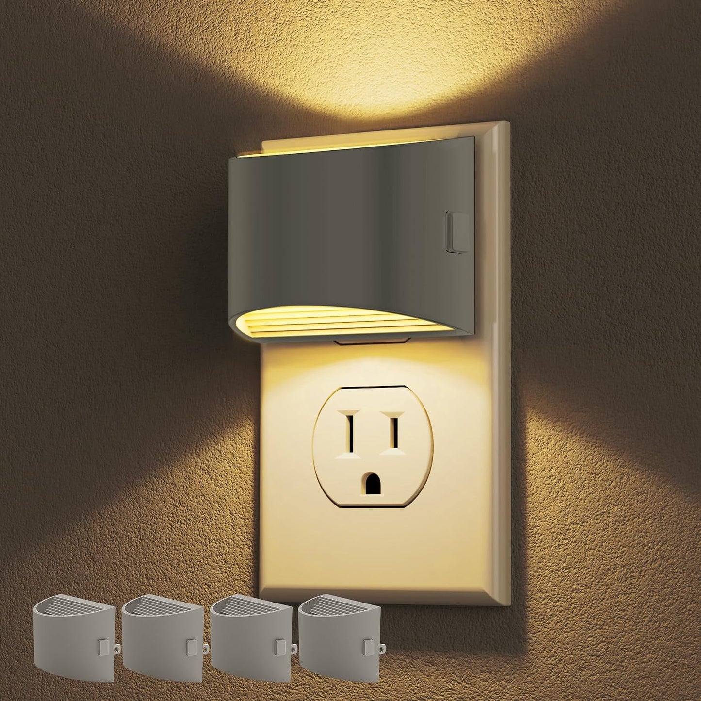 DORESshop LED Night Light[2 Pack], Night Lights Plug into Wall, 3 Level Brightness Adjustable Plug in Night Light, Dusk to Dawn Sensor, Nightlights for Adults, Bedroom, Bathroom, Hallway, Amber