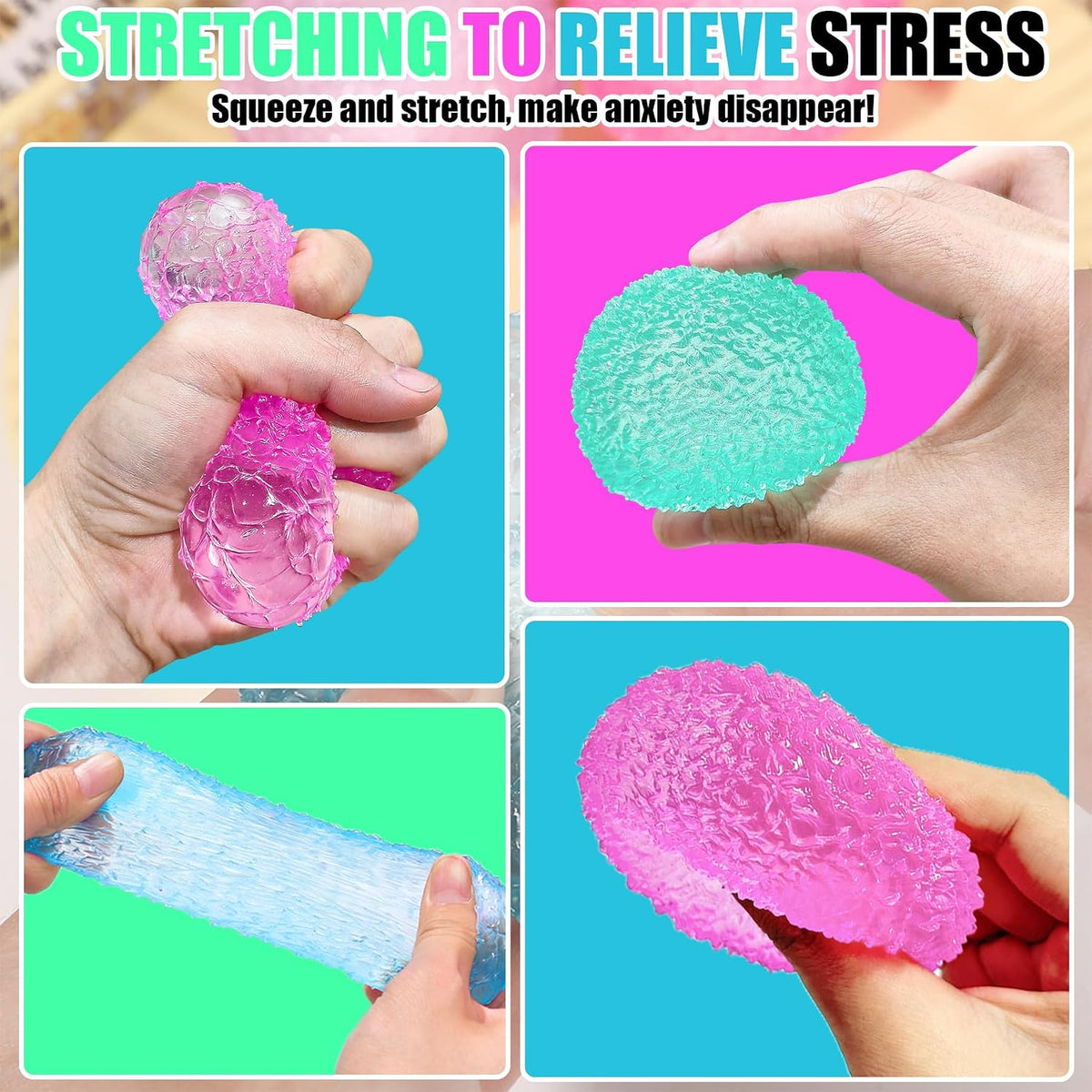 3Pcs Textured Stress Balls, Soft Sensory Fidget Toys Ball for Adults Kids