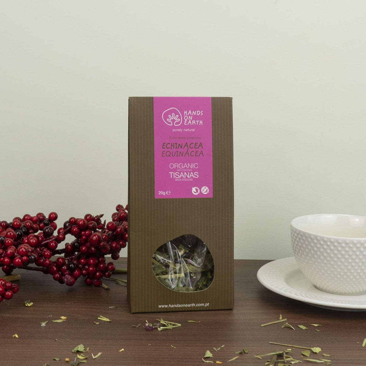 Hands on Earth Organic Echinacea Tea 2x25g (0.88oz) / Loose Leaves/Serves 48 Cups (Pack of 2)