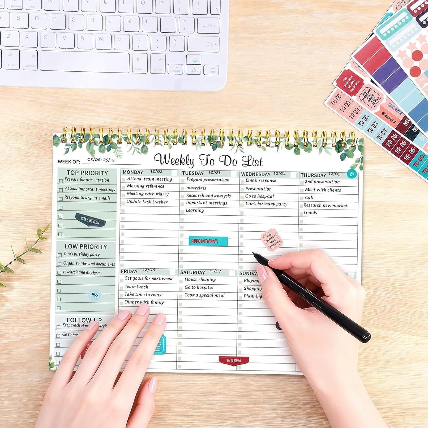 Thboxes Weekly To Do List Notepad, 8.5"x11" Desk Planner 52 Sheets, Green | 100GSM Paper Undated Habit Planner, Productivity Organizer Notepad, for Home School Office Work, Travel, College Essentials