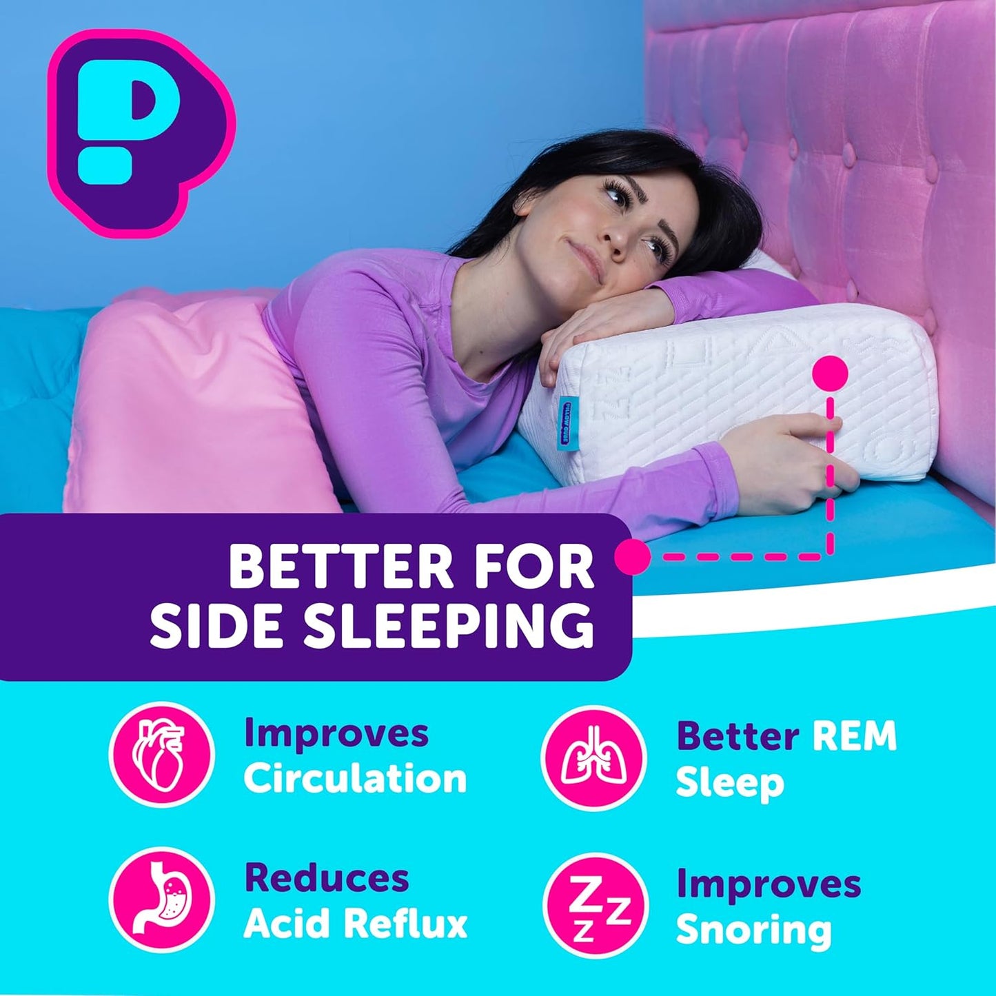 Pillow Cube Ice Cube - 5" Cube Pillows for Side Sleepers, Cooling Memory Foam Pillows for Neck and Shoulder Pain - King, Queen, Twin 24"x12"x5"
