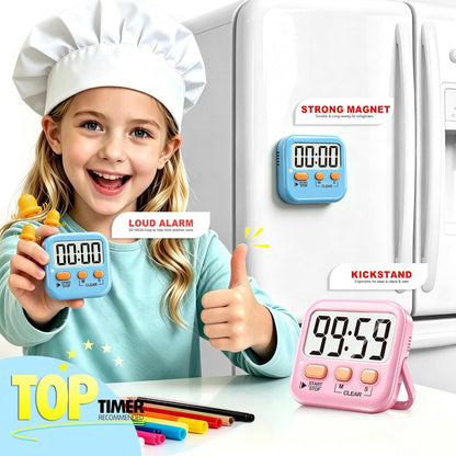 Antonki 2 Pack Digital Timer for Kids Classroom Kitchen Timers for Cooking