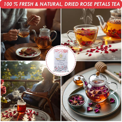 Cure wid Pure Organic Dried Rose Petals 4oz - Food Grade Edible Rose Petals