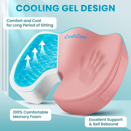Office Chair Seat Cushion, Cooling Gel Enhanced Memory Foam Cushion for Long Sitting - Back, Sciatica, Coccyx, Tailbone Pain Relief Pillow - for Office, Gaming, Car, Wheelchair - Black, Large