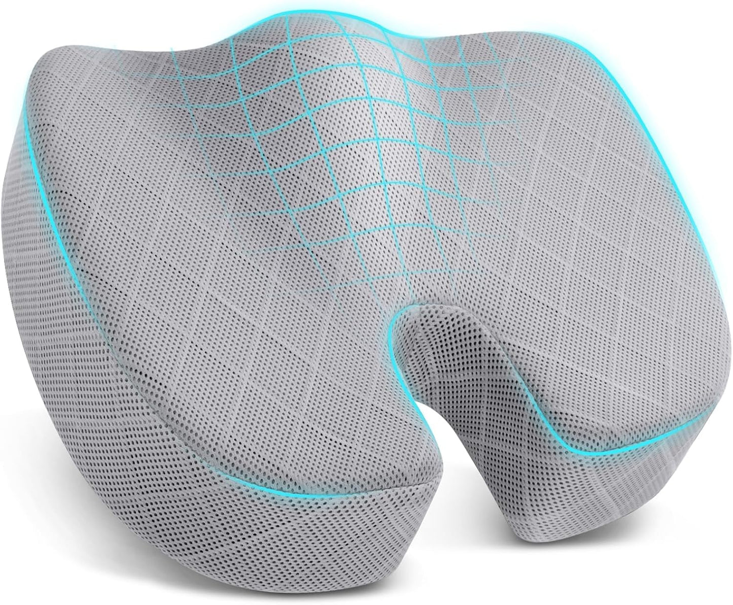 TushGuard Seat Cushion - Memory Foam Sitting Pillow for Office Chair, Car Seat, Airplane, Bleacher - Sciatica & Hip & Coccyx Pain Relief Desk Chair Cushion for Long Sitting Office Workers, Car Drivers