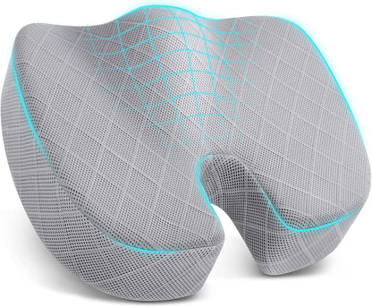 TushGuard Seat Cushion - Memory Foam Sitting Pillow for Office Chair, Car Seat, Airplane, Bleacher - Sciatica & Hip & Coccyx Pain Relief Desk Chair Cushion for Long Sitting Office Workers, Car Drivers