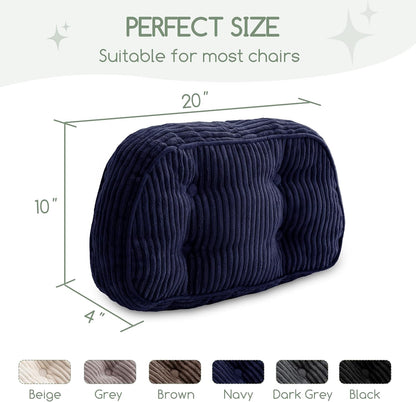 HIGOGOGO Lumbar Support Pillow for Recliner Chair/Accent Chair/Couch/Office Chair, Tufted Corduroy Back Support Cushion for Elderly, Recliner Cushions for Back Rest, Pain Relief, Reading, Brown