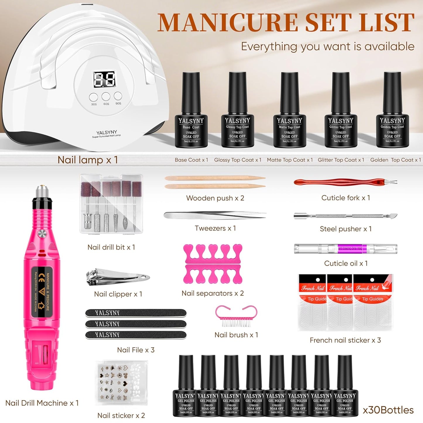 NAIL POLISH KIT with U V Lamp and Drill Starter Kit 36 Colors Gel Nail Polish Nail Art Gel Manicure Kit
